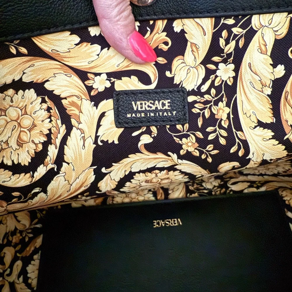 Versace Black Leather Medusa Tote Bag Brand New
